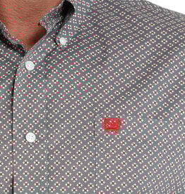 Cinch Mens Cinch Stretch Grey Print Long Sleeve Western Button Arena Shirt