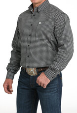 Cinch Mens Cinch Black White Print Long Sleeve Stretch Western Button Shirt