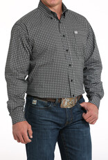 Cinch Mens Cinch Black White Print Long Sleeve Stretch Western Button Shirt