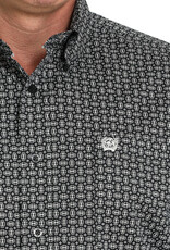 Cinch Mens Cinch Black White Print Long Sleeve Stretch Western Button Shirt