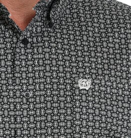 Cinch Mens Cinch Black White Print Long Sleeve Stretch Western Button Shirt