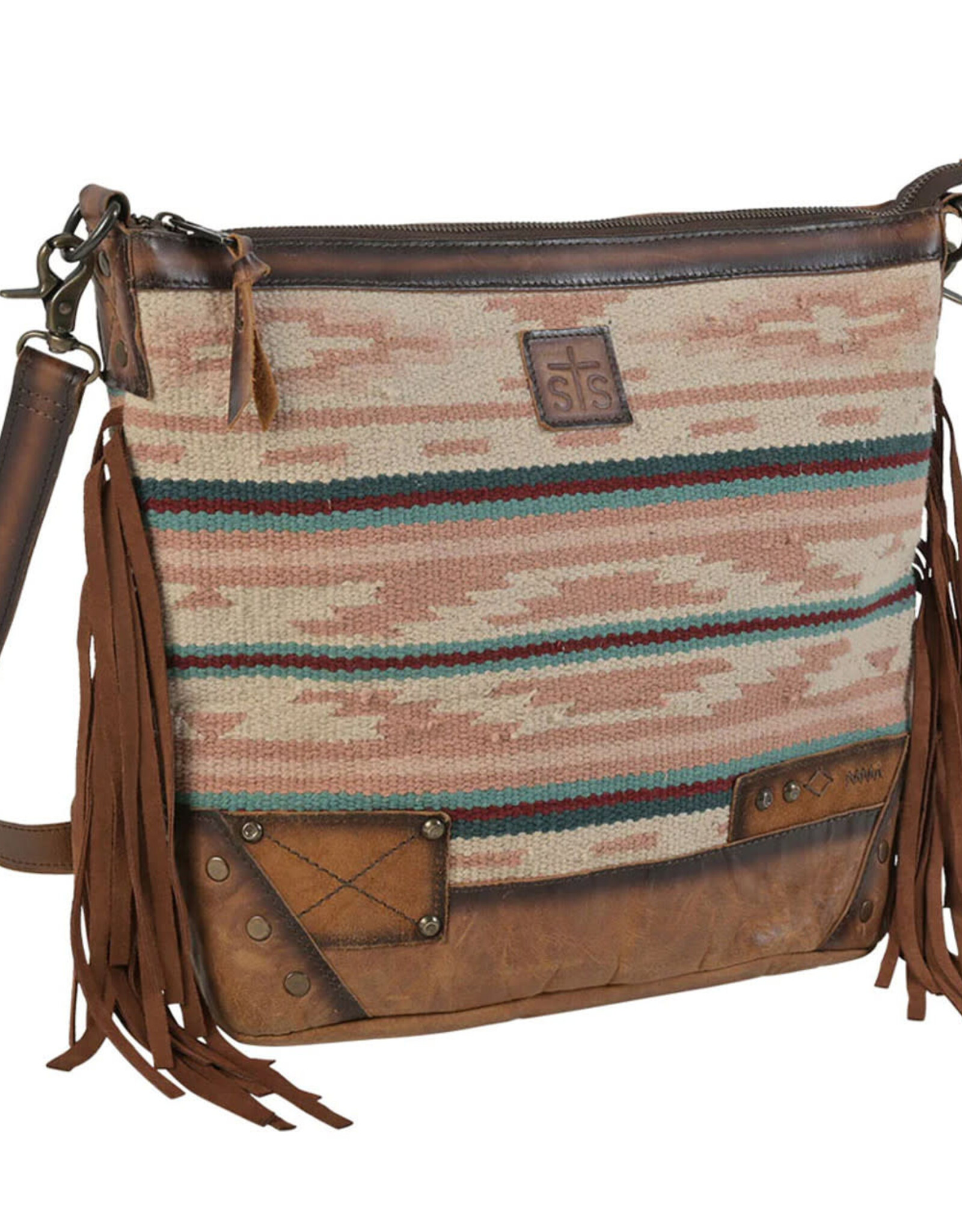 Womens STS Leather Fringe Palomino Serape Blanket Millie Mail Bag