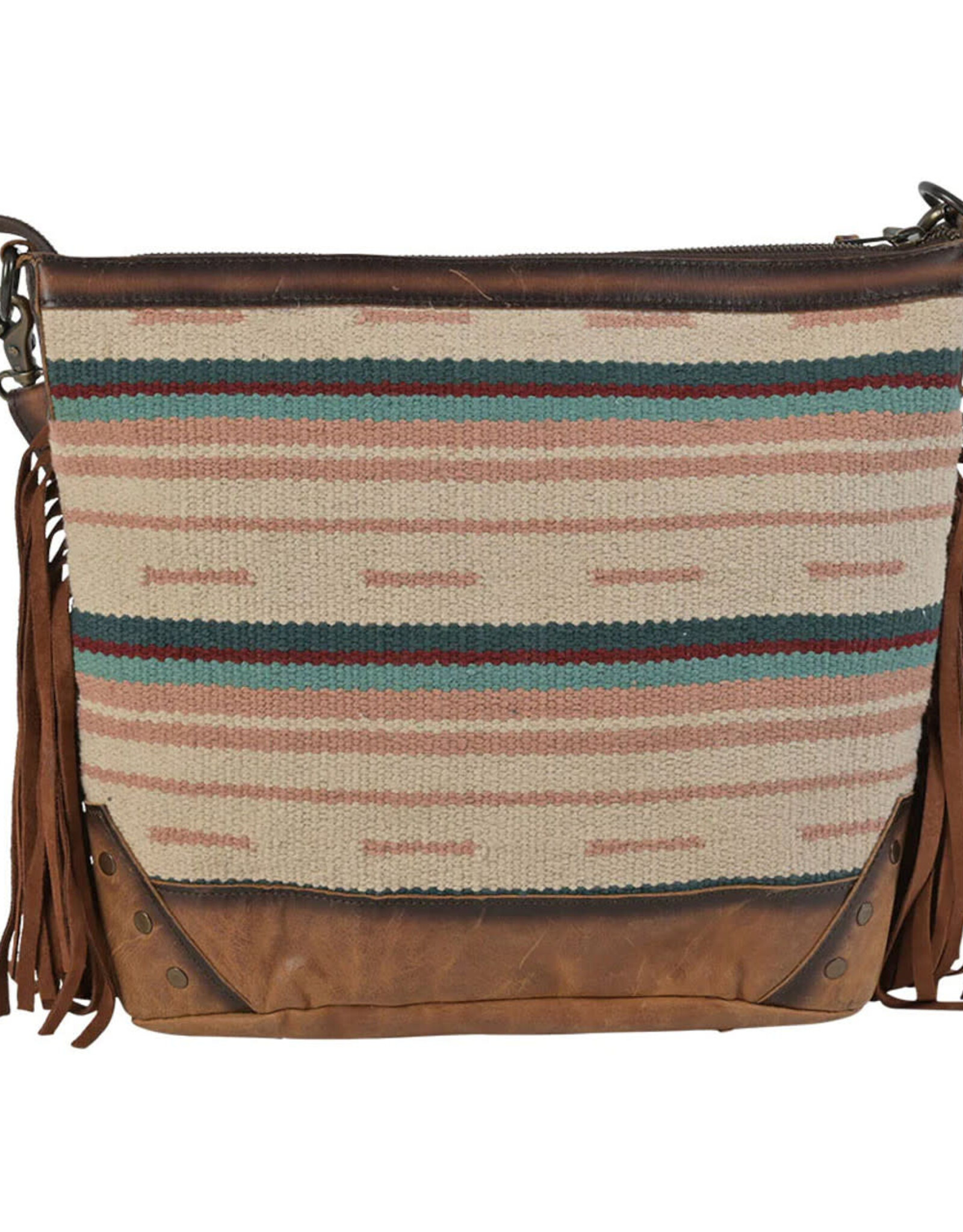 Womens STS Leather Fringe Palomino Serape Blanket Millie Mail Bag
