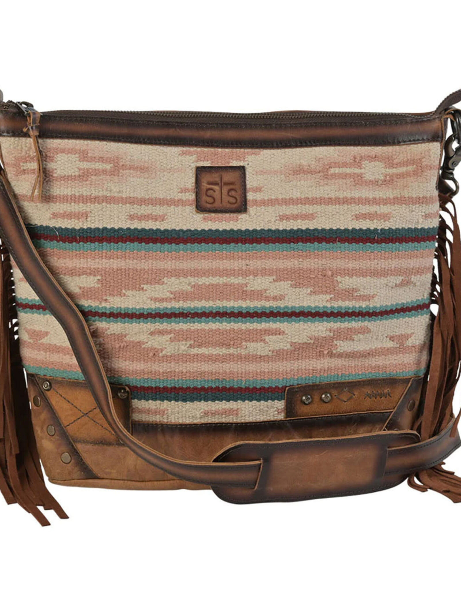Womens STS Leather Fringe Palomino Serape Blanket Millie Mail Bag