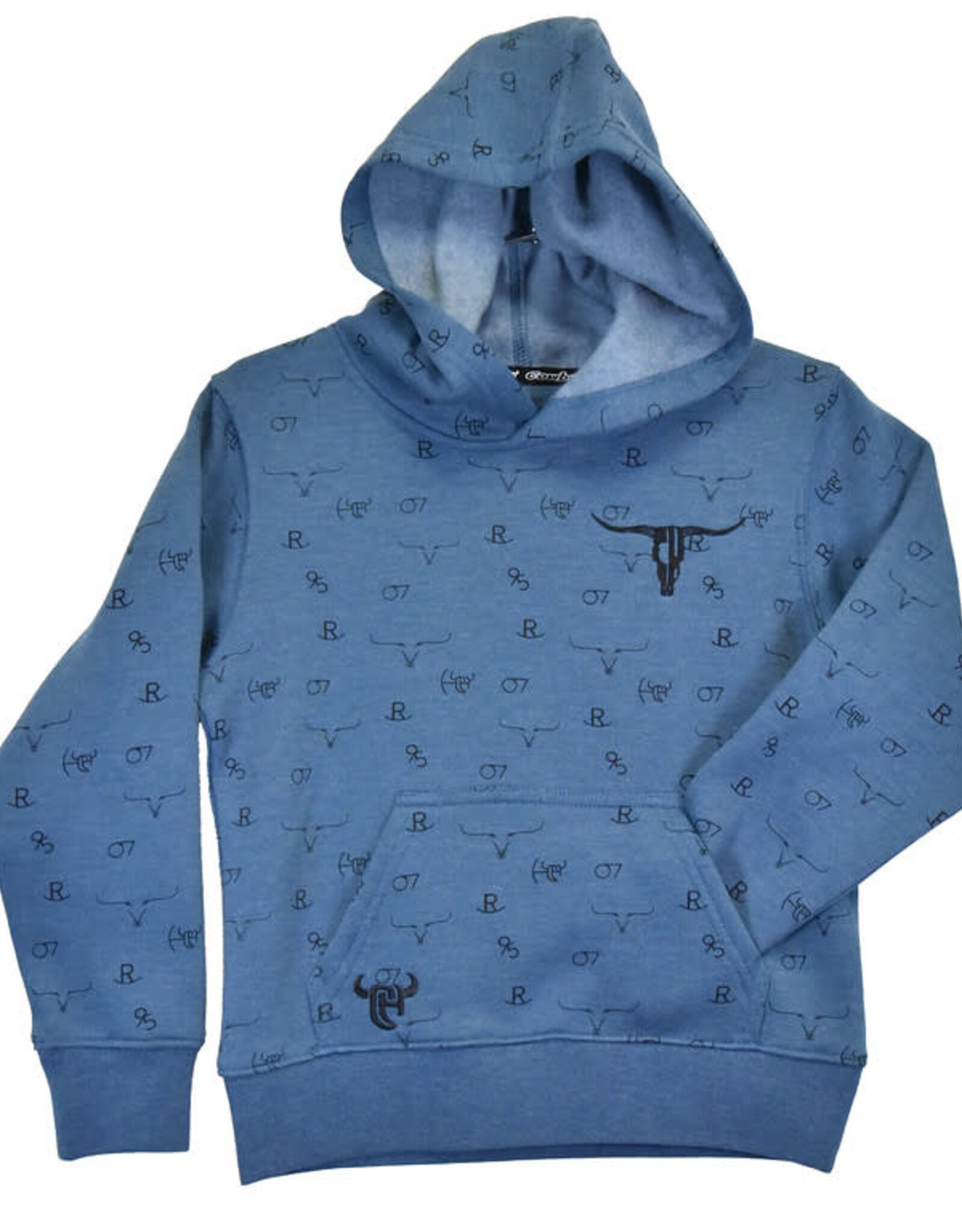 Cowboy Hardware Boys Slate Blue Branding Irons Western Hoodie