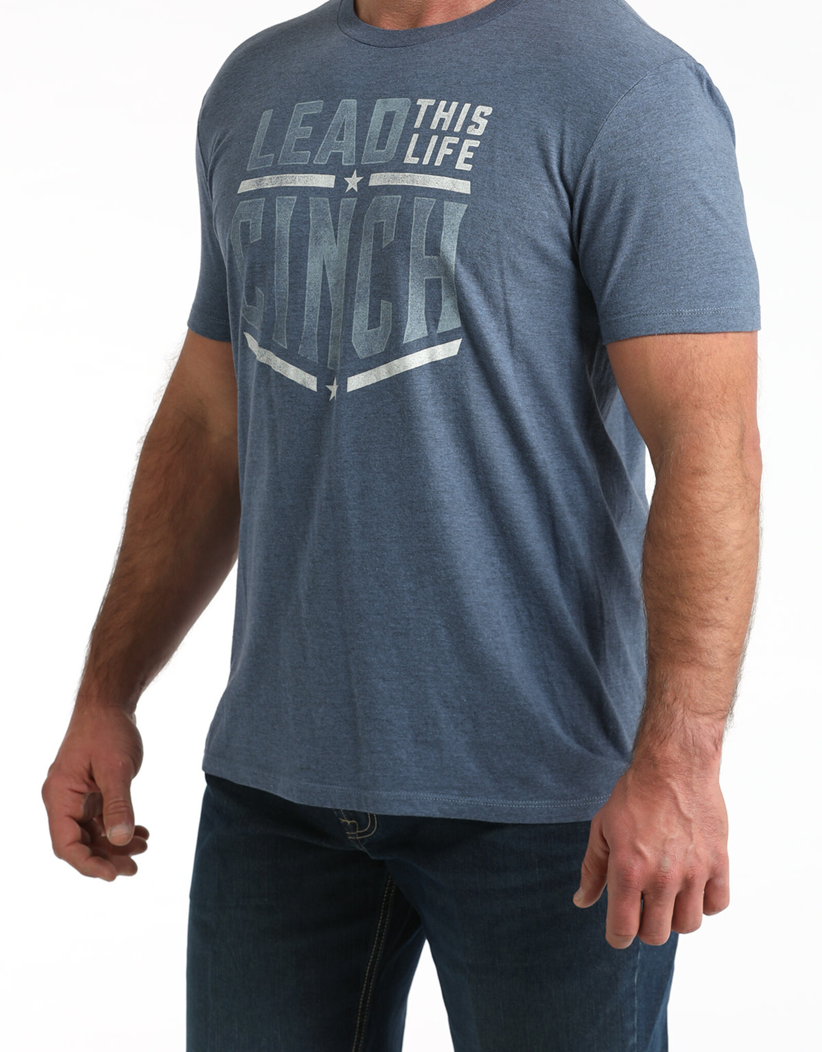 Cinch Mens Blue Lead This Life Short Sleeve T Shirt
