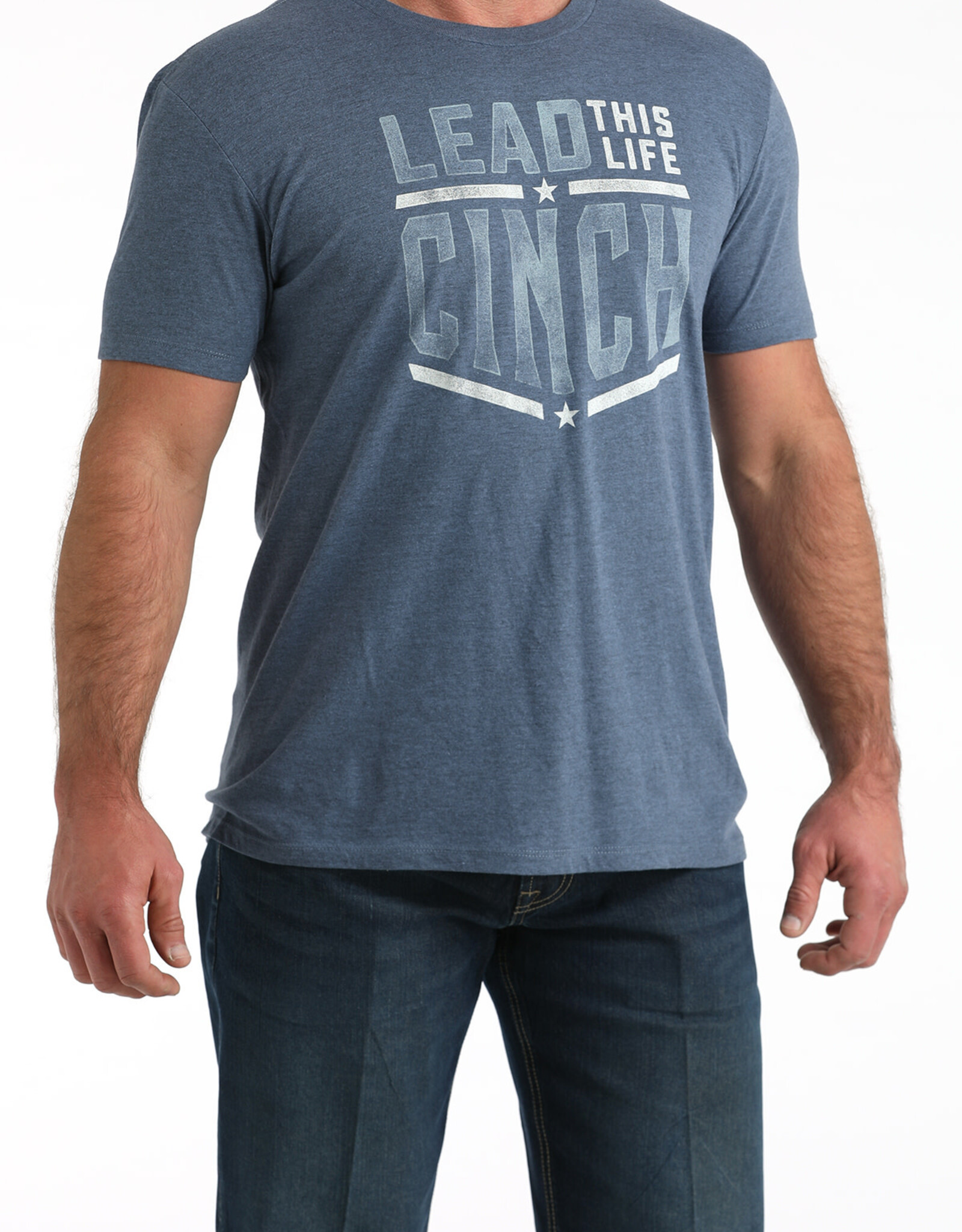 Cinch Mens Blue Lead This Life Short Sleeve T Shirt