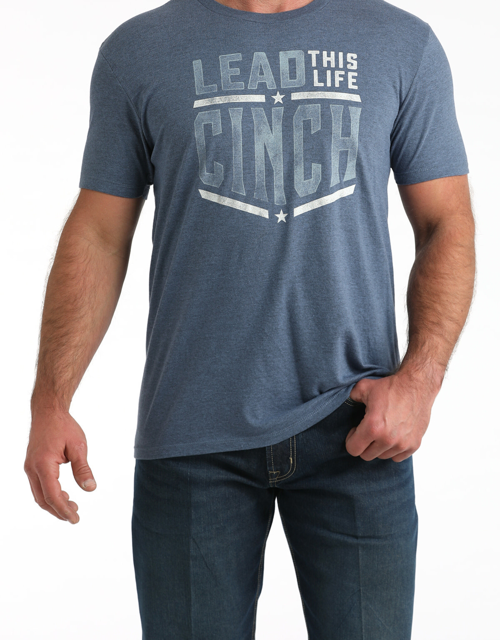 Cinch Mens Blue Lead This Life Short Sleeve T Shirt