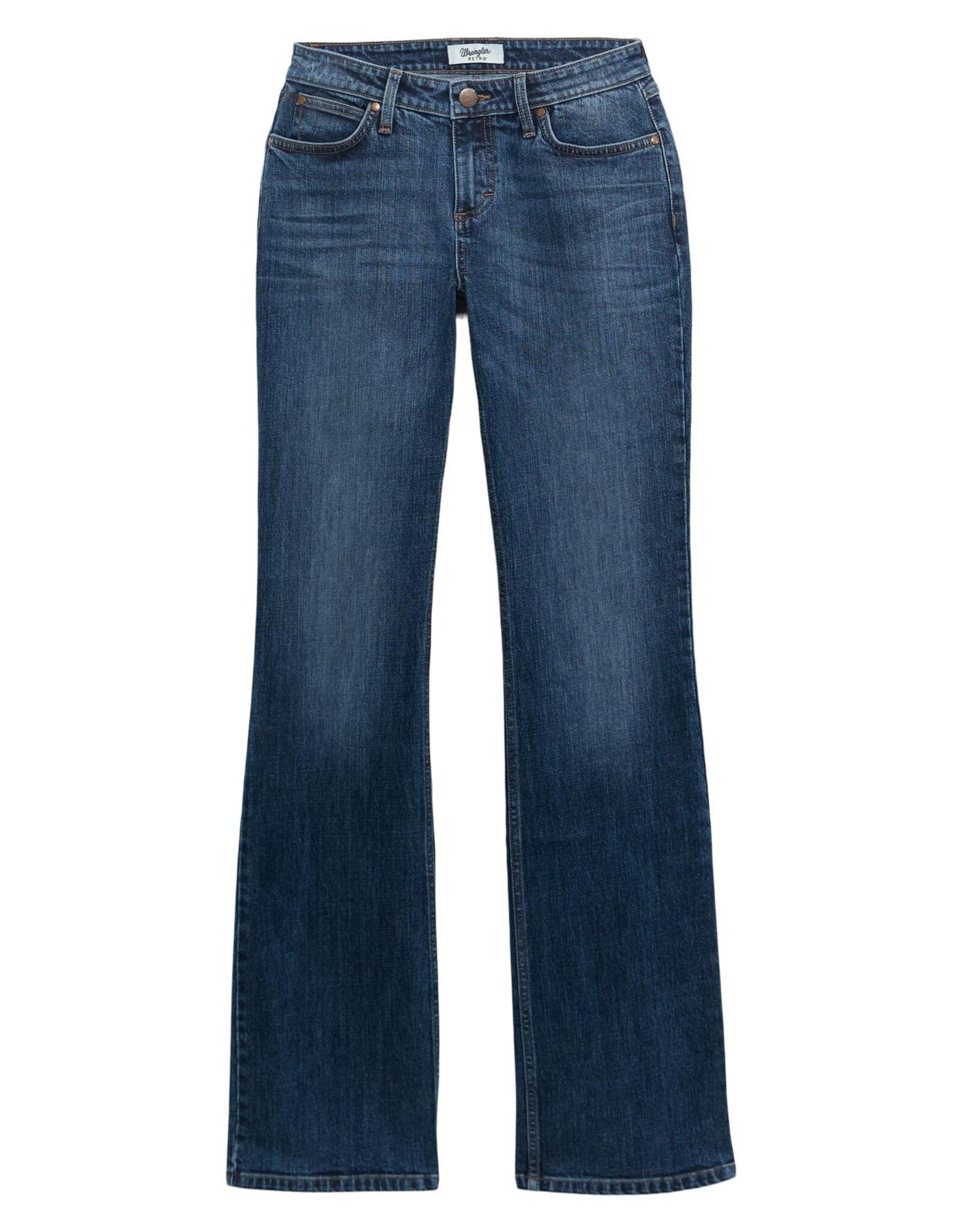 Womens Wrangler Mid Rise Retro Mae Medium Wash Boot Cut Riding Jean