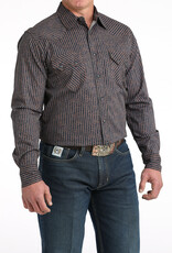 Cinch Mens Cinch Modern Fit Navy Paisley Stripe Two Pocket Long Sleeve Western Snap Shirt