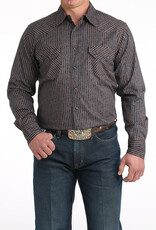 Cinch Mens Cinch Modern Fit Navy Paisley Stripe Two Pocket Long Sleeve Western Snap Shirt