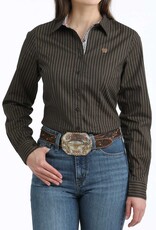 Cinch Womens Cinch Brown Stripe Print Long Sleeve Button Western Arena Shirt