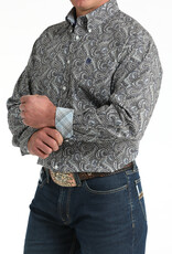 Cinch Mens Classic Cinch Grey Navy Paisley Long Sleeve Western Button Shirt