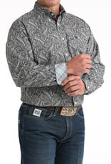 Cinch Mens Classic Cinch Grey Navy Paisley Long Sleeve Western Button Shirt