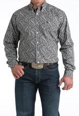 Cinch Mens Classic Cinch Grey Navy Paisley Long Sleeve Western Button Shirt