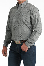 Cinch Mens Classic Cinch Grey Circular Pattern Long Sleeve Western Button Shirt