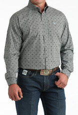 Cinch Mens Classic Cinch Grey Circular Pattern Long Sleeve Western Button Shirt