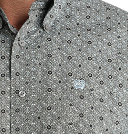 Cinch Mens Classic Cinch Grey Circular Pattern Long Sleeve Western Button Shirt