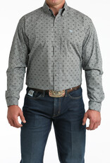 Cinch Mens Classic Cinch Grey Circular Pattern Long Sleeve Western Button Shirt
