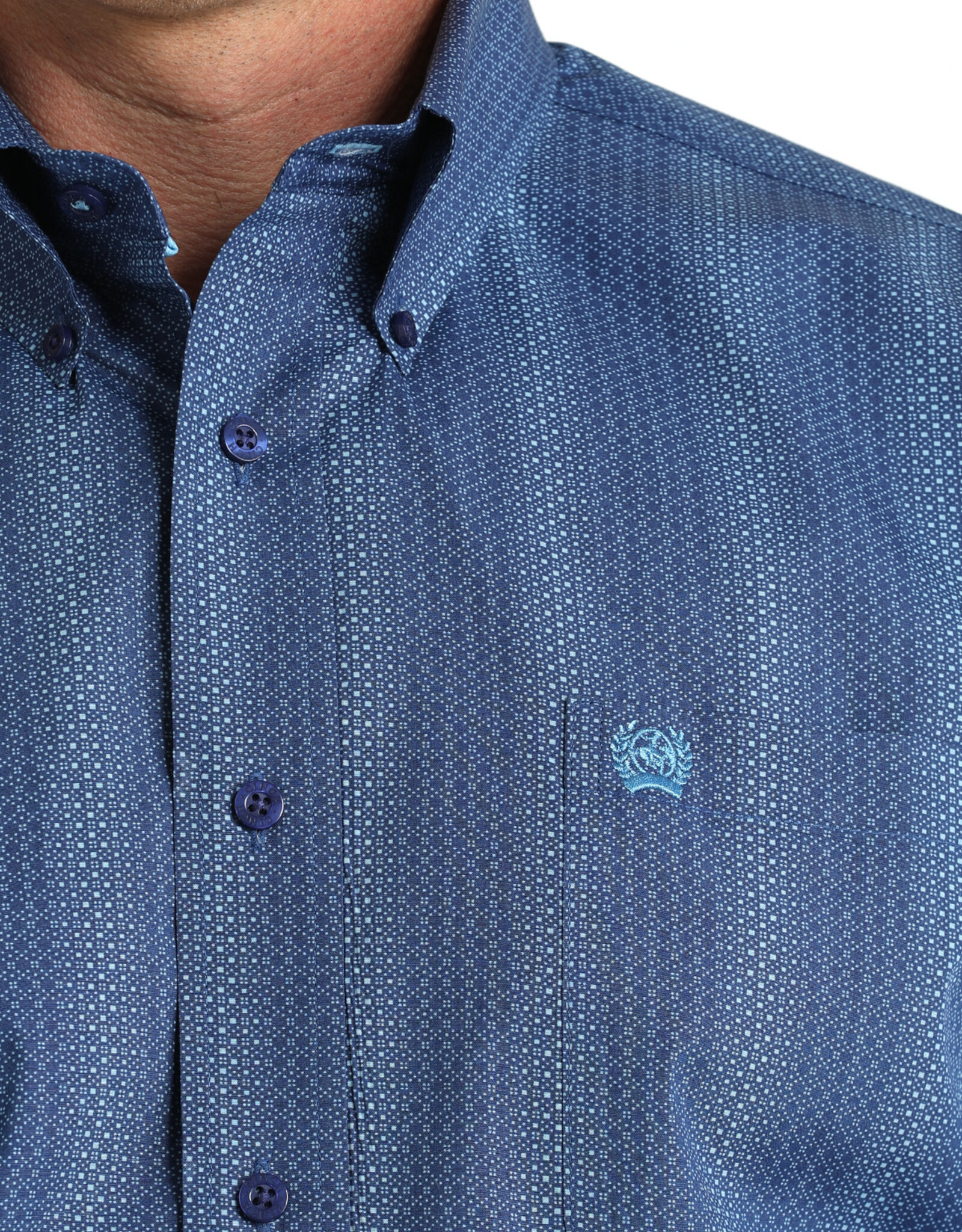 Cinch Mens Classic Cinch Royal Blue Stripe Print Long Sleeve Western Button Shirt