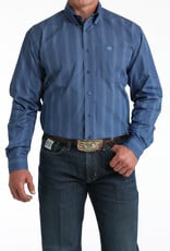 Cinch Mens Classic Cinch Royal Blue Stripe Print Long Sleeve Western Button Shirt
