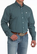 Cinch Mens Cinch Teal and White Geo Print Long Sleeve Western Button Arena Shirt