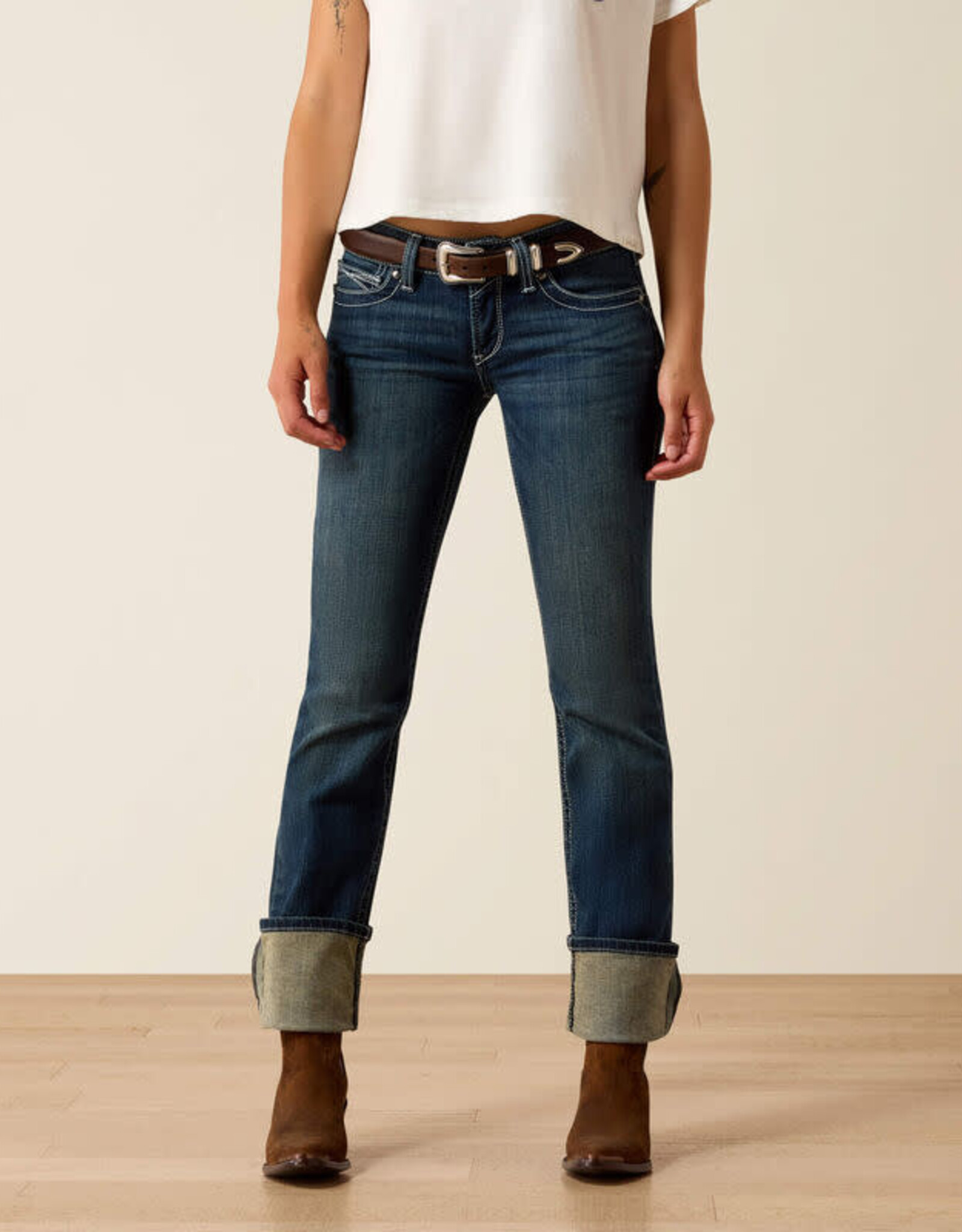 Ariat Ariat Womens REAL Mid Rise Straight Leg Jean Ocean