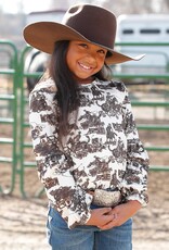 Girls Cruel Girl Cream Ranch Print Long Sleeve Shirt
