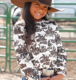 Girls Cruel Girl Cream Ranch Print Long Sleeve Shirt