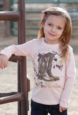 Boots Bows Rodeos Pink Toddler Girls Long Sleeve Shirt