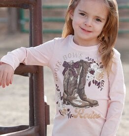 Boots Bows Rodeos Pink Toddler Girls Long Sleeve Shirt