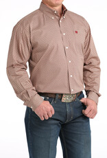Cinch Mens Classic Cinch Brown Diamond Print Long Sleeve Western Button Shirt