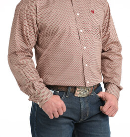 Cinch Mens Classic Cinch Brown Diamond Print Long Sleeve Western Button Shirt