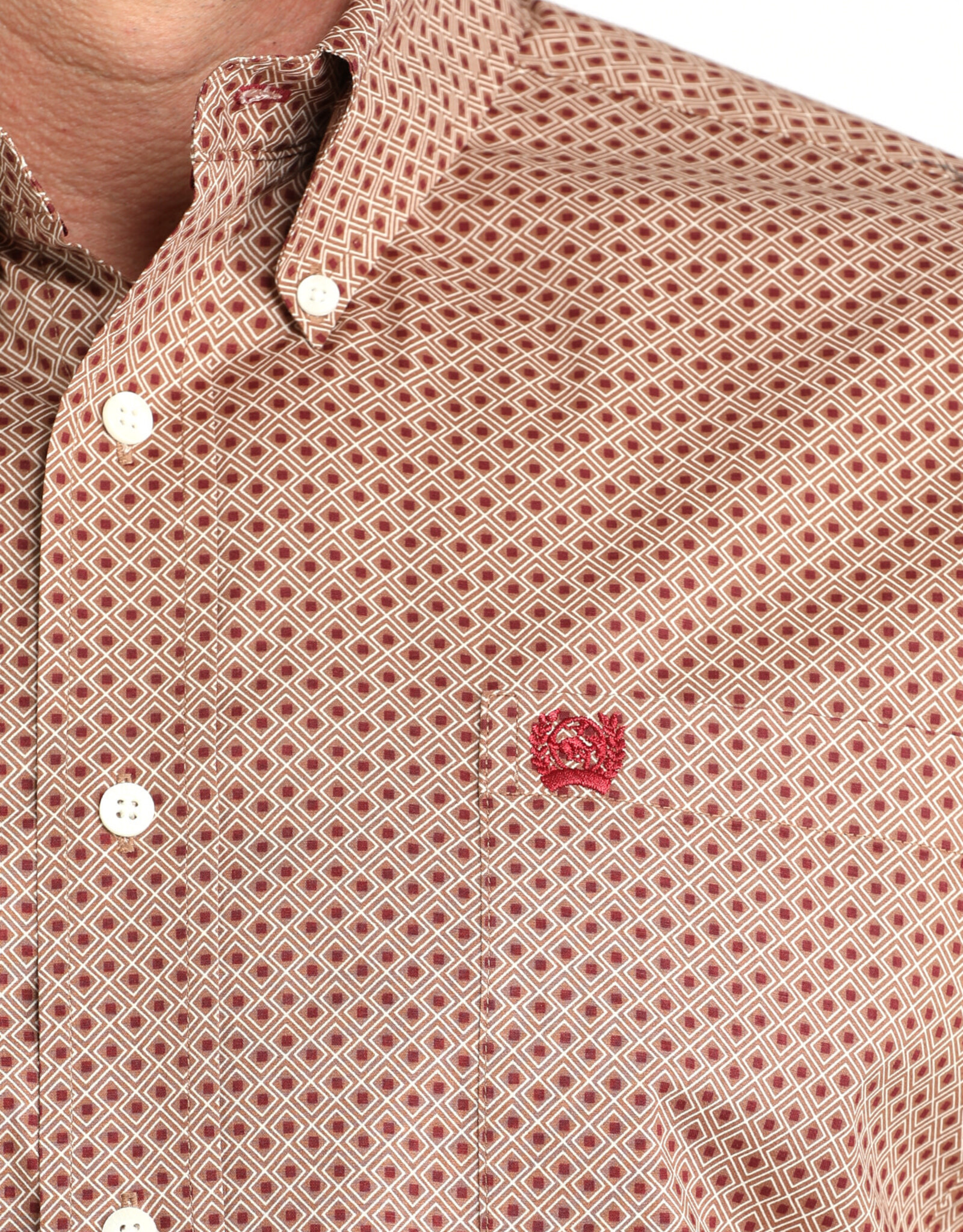 Cinch Mens Classic Cinch Brown Diamond Print Long Sleeve Western Button Shirt