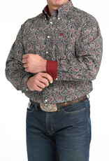 Cinch Mens Classic Cinch Navy Burgundy Paisley Long Sleeve Western Button Shirt