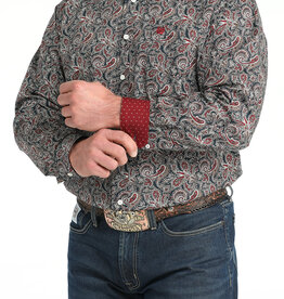 Cinch Mens Classic Cinch Navy Burgundy Paisley Long Sleeve Western Button Shirt