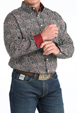Cinch Mens Classic Cinch Navy Burgundy Paisley Long Sleeve Western Button Shirt
