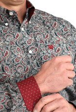 Cinch Mens Classic Cinch Navy Burgundy Paisley Long Sleeve Western Button Shirt