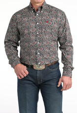 Cinch Mens Classic Cinch Navy Burgundy Paisley Long Sleeve Western Button Shirt