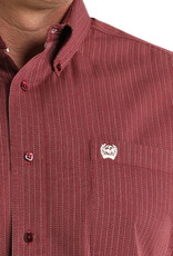Cinch Mens Classic Cinch Burgundy Multi Stripe Long Sleeve Western Button Shirt