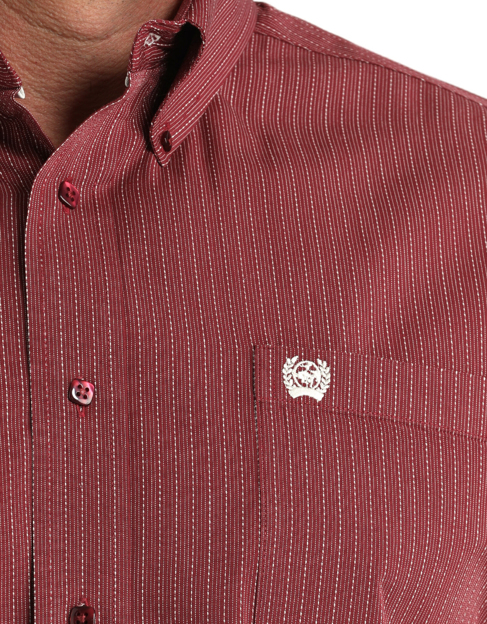 Cinch Mens Classic Cinch Burgundy Multi Stripe Long Sleeve Western Button Shirt