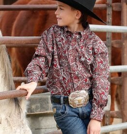 Cinch Boys Cinch Burgundy Paisley Long Sleeve Button Western Shirt