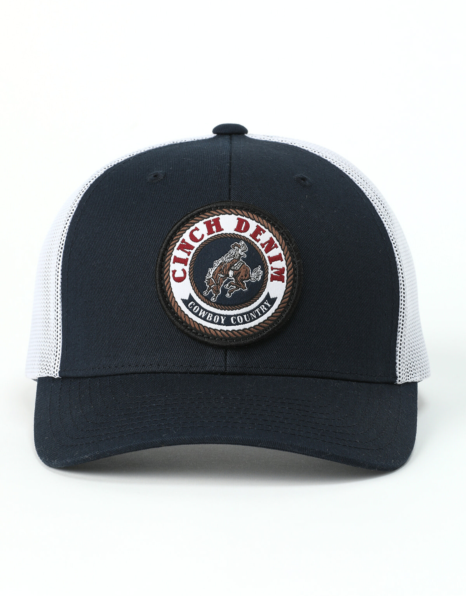 Cinch Mens Cinch Navy Cowboy Country Round Patch Mesh Snapback Trucker Ball Cap