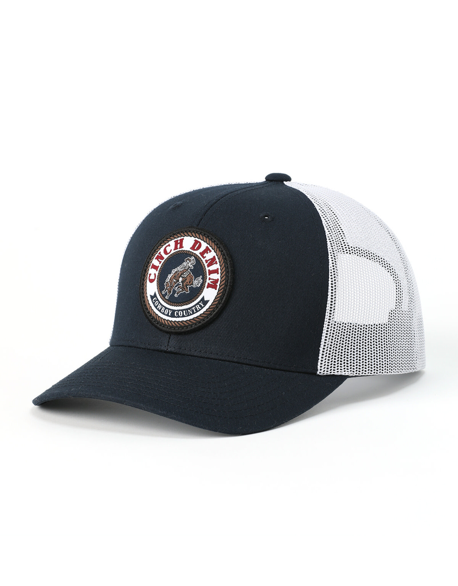 Cinch Mens Cinch Navy Cowboy Country Round Patch Mesh Snapback Trucker Ball Cap