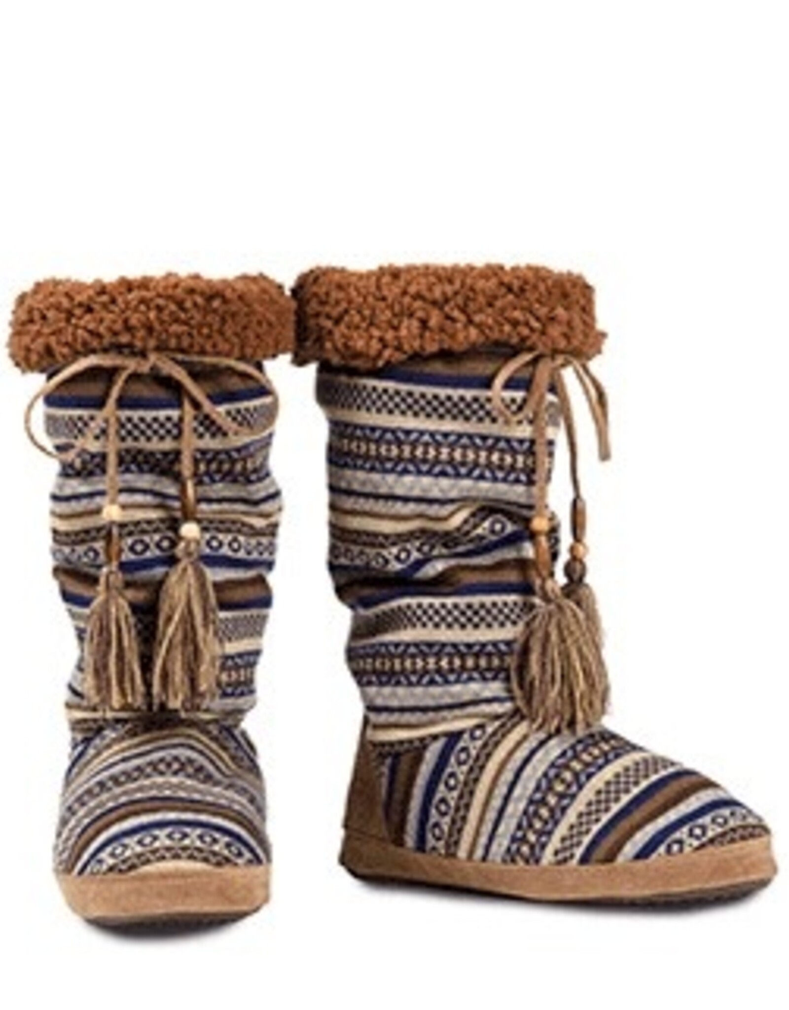 Womens Tall Multi Color Slippers Navy & Brown