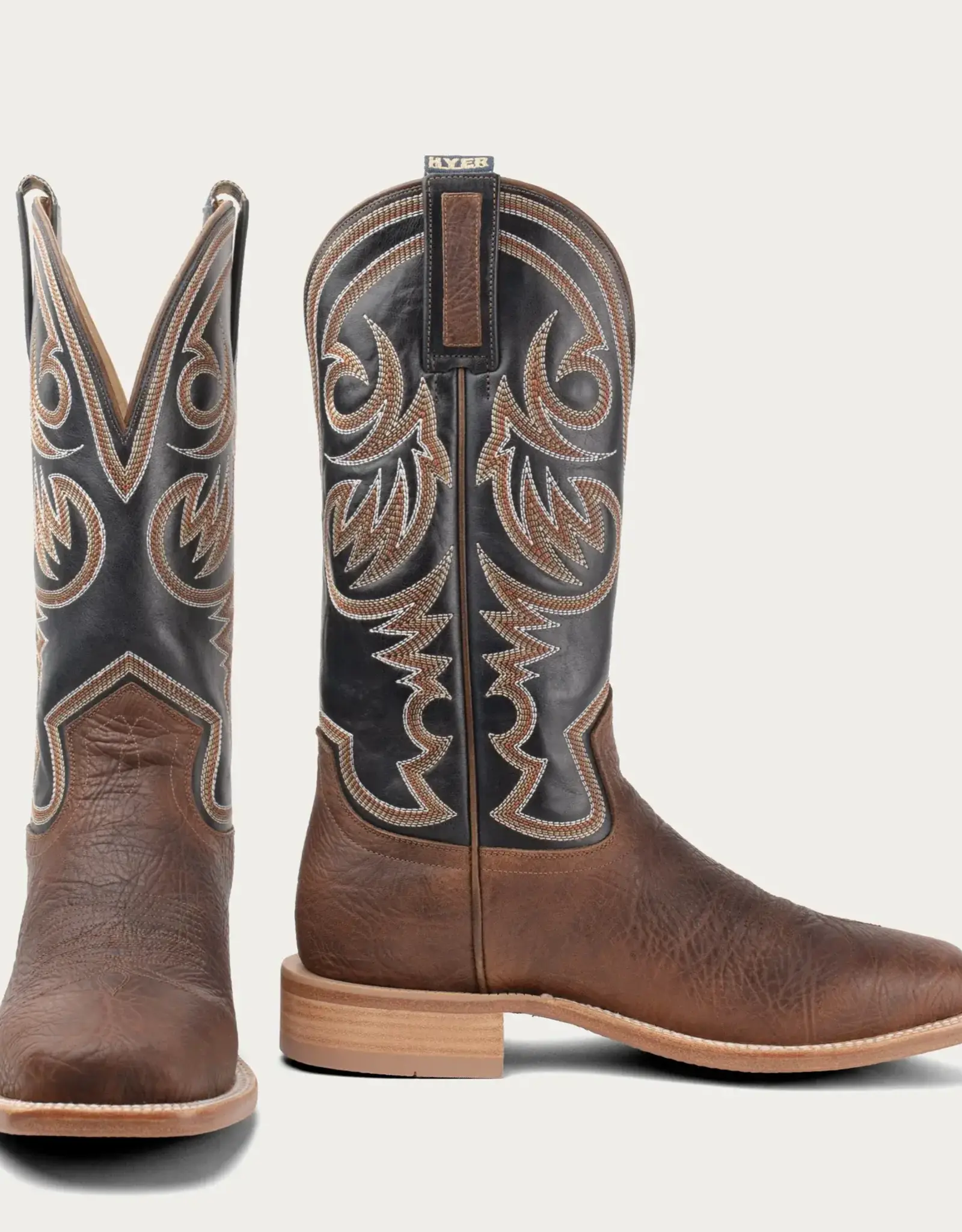 Hyer Boots Mens Hyer Sawyer Shrunken Shoulder Dark Navy Square Toe Western Cowboy Boot