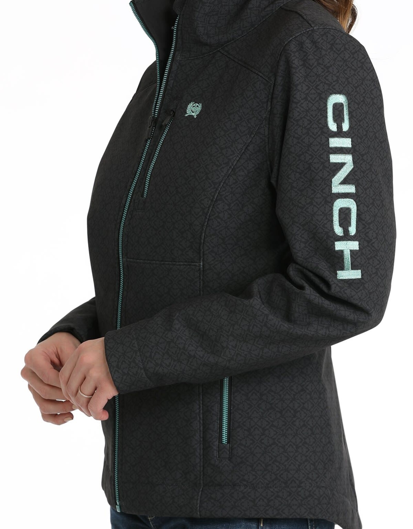 Cinch Womens Cinch Black Tribal Print Soft Shell Concealed Carry Bonded Jacket