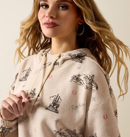 Ariat Womens Ariat Oatmeal Heather Western Motif Essential Hoodie