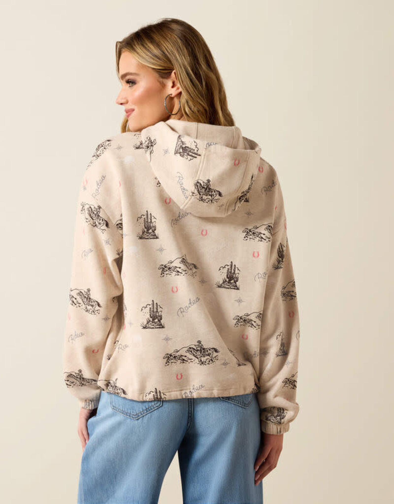 Ariat Womens Ariat Oatmeal Heather Western Motif Essential Hoodie