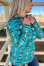 Womens Laramie Kreek Turquoise Aztec Quarter Zip Pull Over